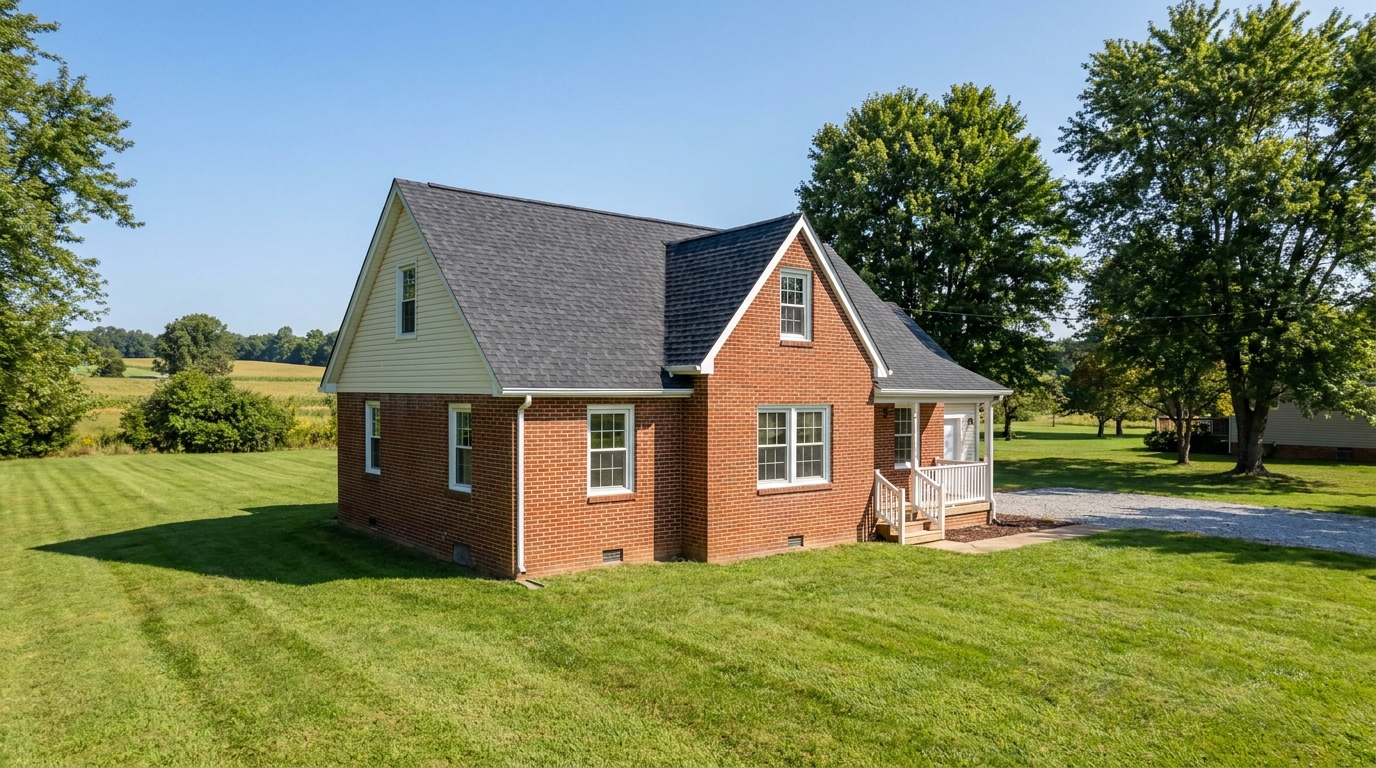 Asphalt shingle roof under a clear sky in Airville, Pennsylvania