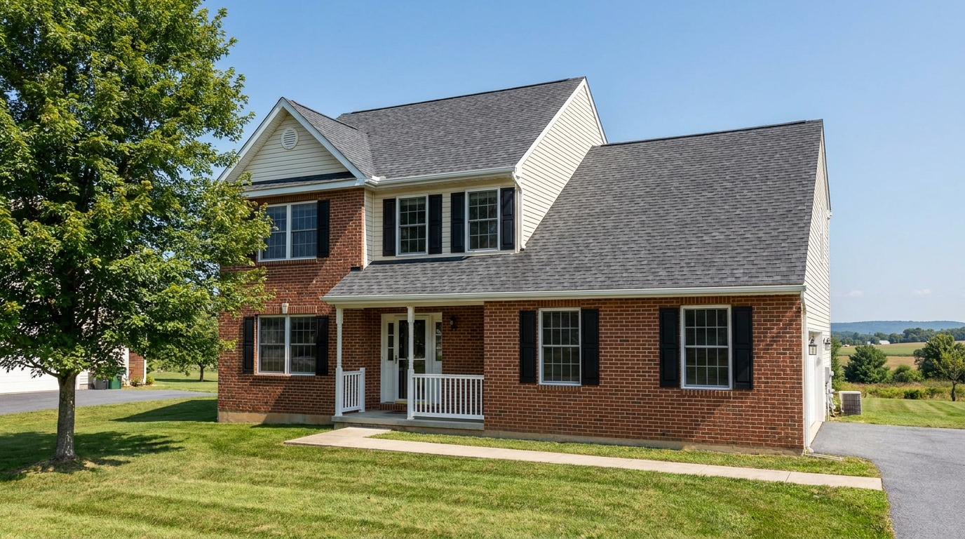 Residential roof in Etters Pennsylvania near the Susquehanna River in Fairview Township