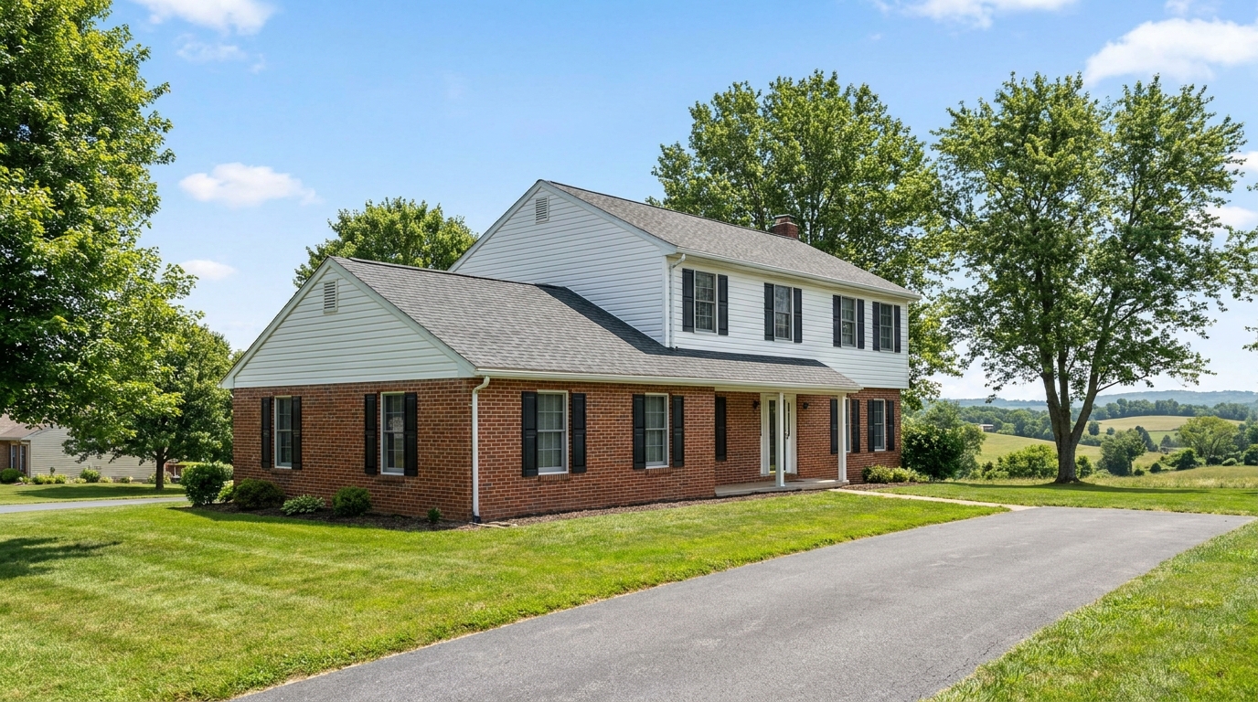 Asphalt shingle roof on a home in Glen Rock, Pennsylvania after storm repair