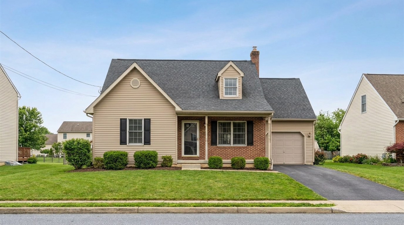 Asphalt shingle roof on a farmhouse-era home near Stewartstown, Pennsylvania